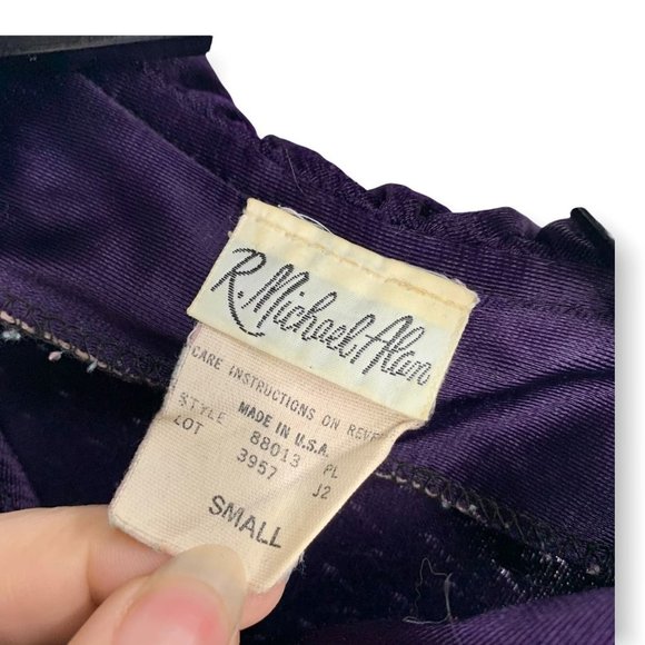 Vintage 80s Purple Satin Textured Velvet Long Robe Small - Picture 4 of 12